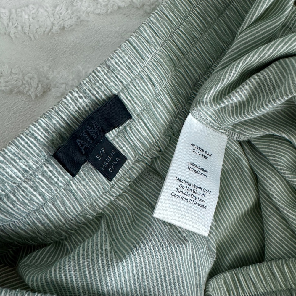 ATM Cotton Striped Shirt in Sage Green/White and shorts set, S/M - Picture 5 of 5